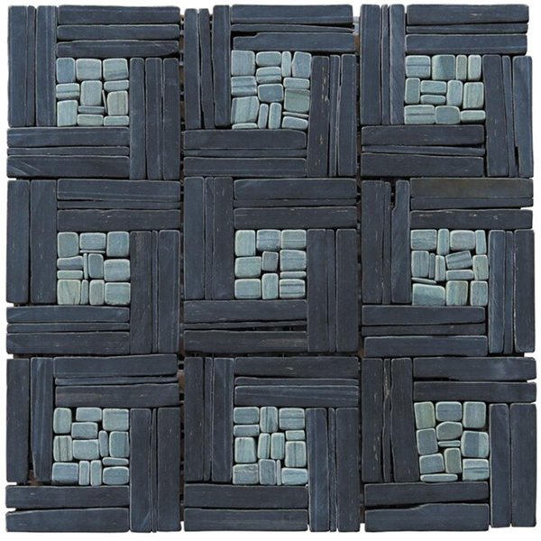 Intrend Tile Basketweave Pattern Mosaic Blend Black Slate LS012S